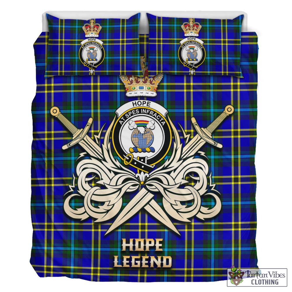 Tartan Vibes Clothing Hope Modern Tartan Bedding Set with Clan Crest and the Golden Sword of Courageous Legacy