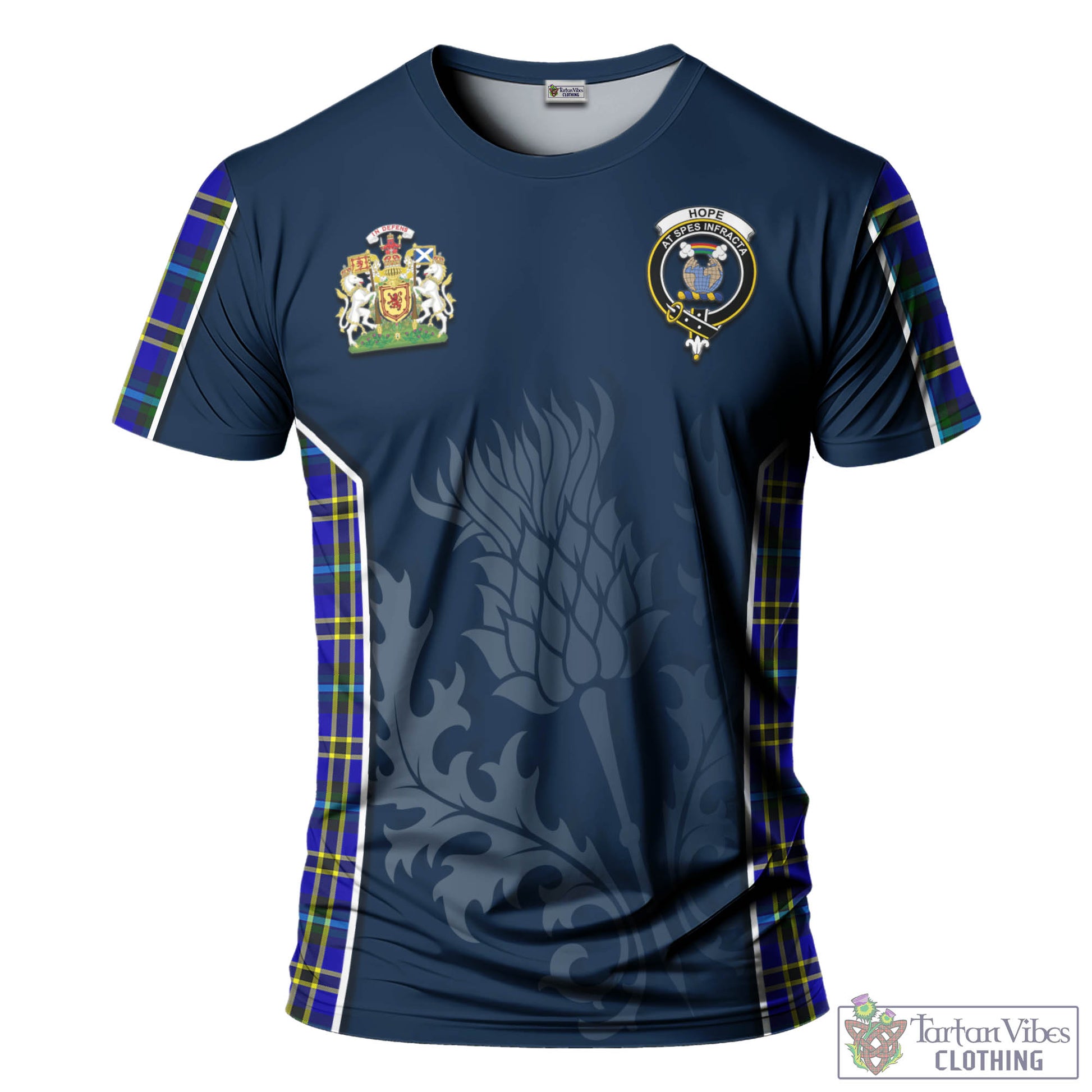 Tartan Vibes Clothing Hope Modern Tartan T-Shirt with Family Crest and Scottish Thistle Vibes Sport Style
