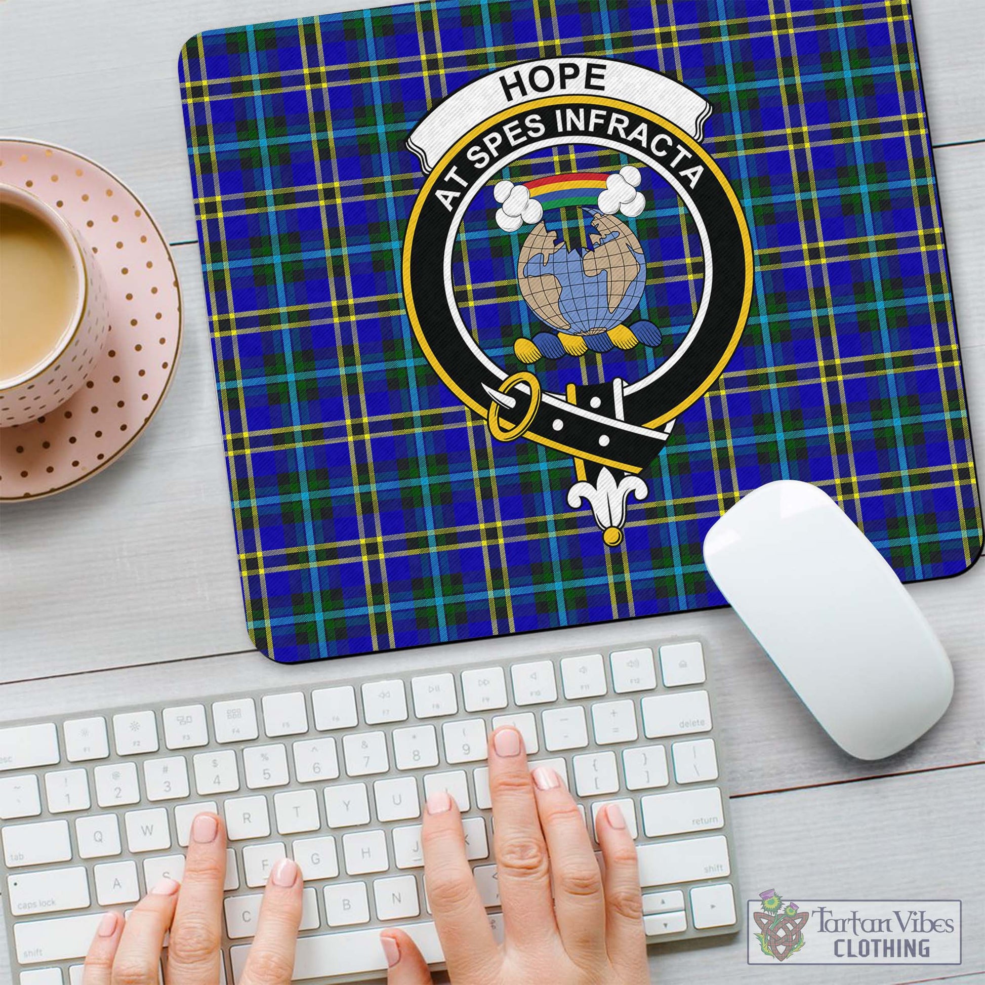 Tartan Vibes Clothing Hope Modern Tartan Mouse Pad with Family Crest