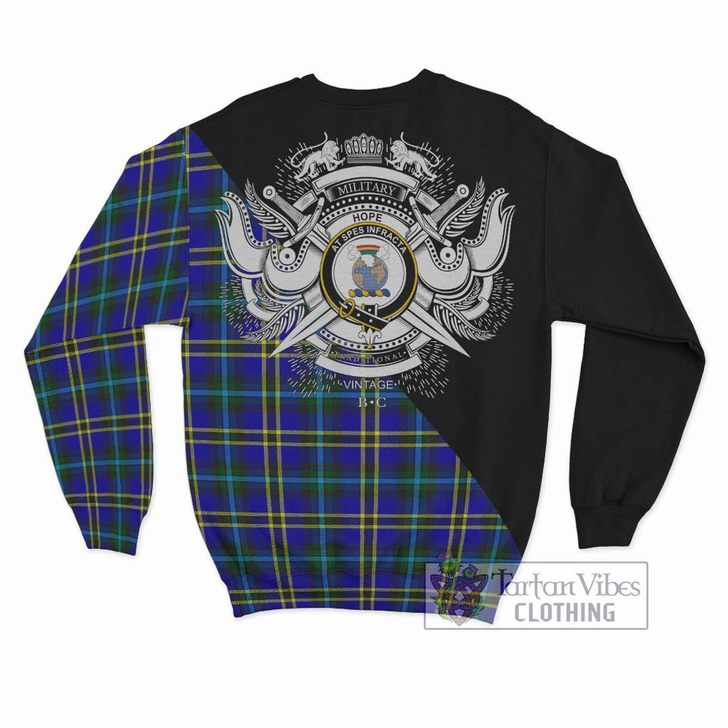 Hope Tartan Sweatshirt with Family Crest and Military Logo Style - Tartanvibesclothing Shop