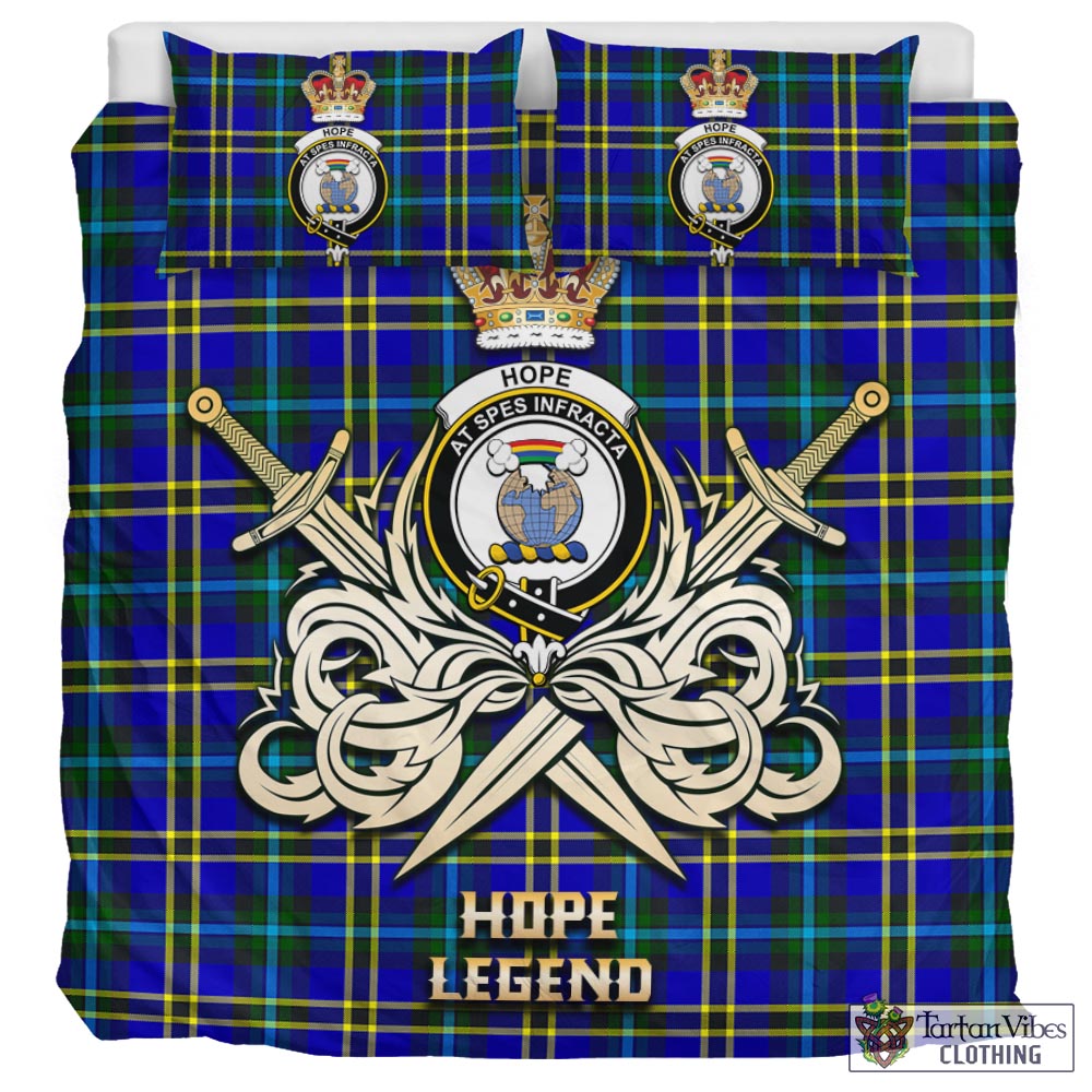 Tartan Vibes Clothing Hope Modern Tartan Bedding Set with Clan Crest and the Golden Sword of Courageous Legacy