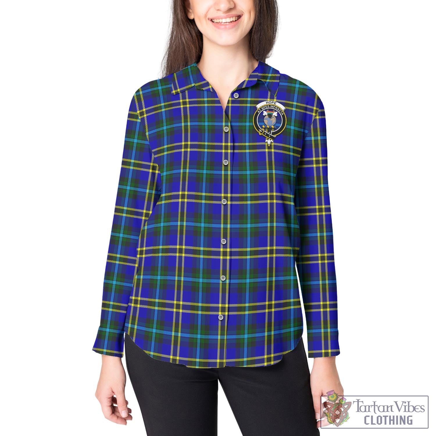 Tartan Vibes Clothing Hope Modern Tartan Womens Casual Shirt with Family Crest
