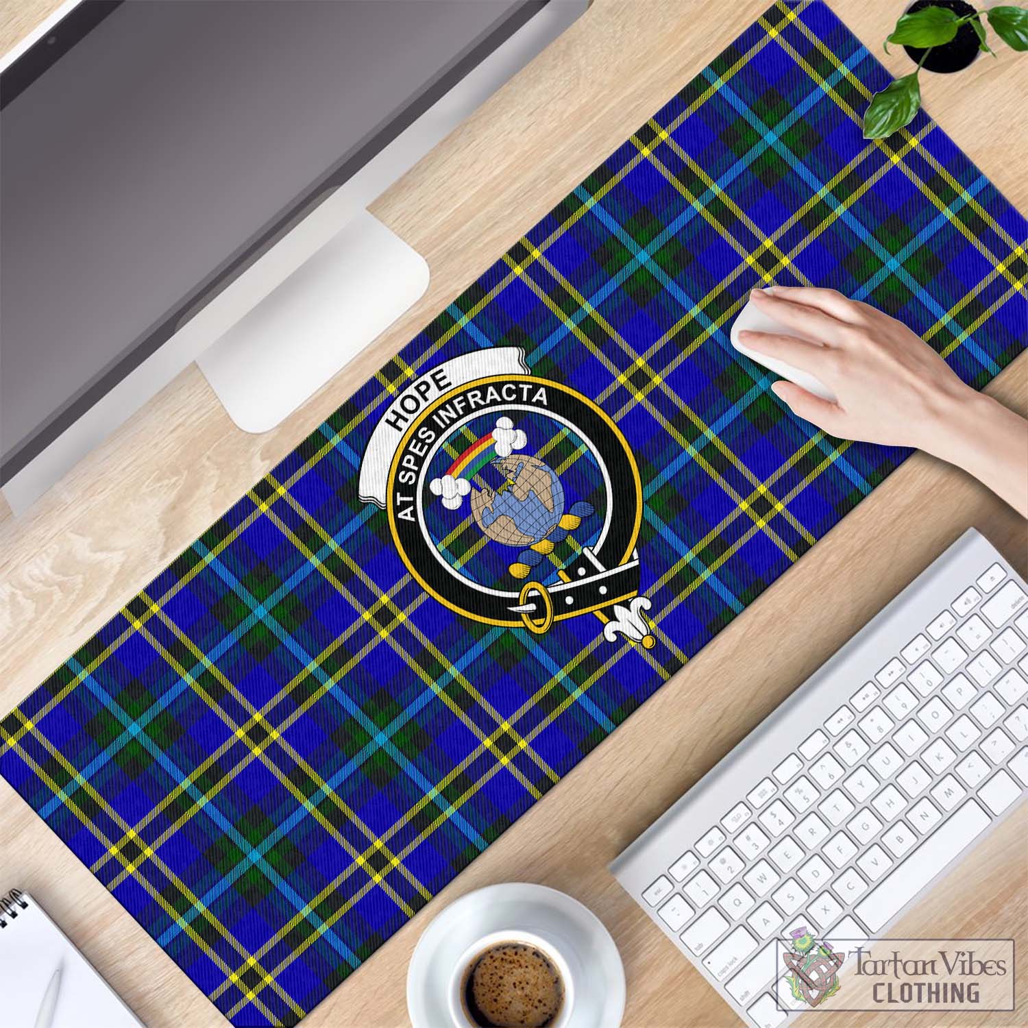 Tartan Vibes Clothing Hope Modern Tartan Mouse Pad with Family Crest