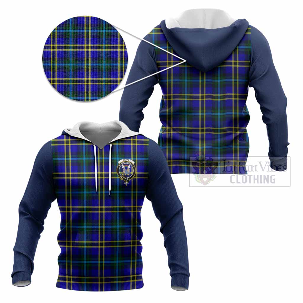 Hope Tartan Accent Knitted Hoodie with Family Crest