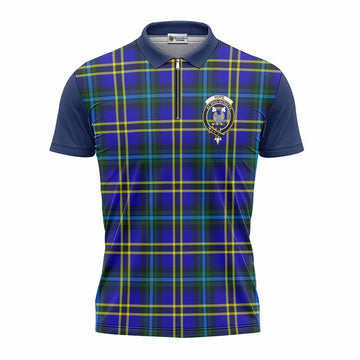 Hope Tartan Accent Zipper Polo Shirt with Family Crest