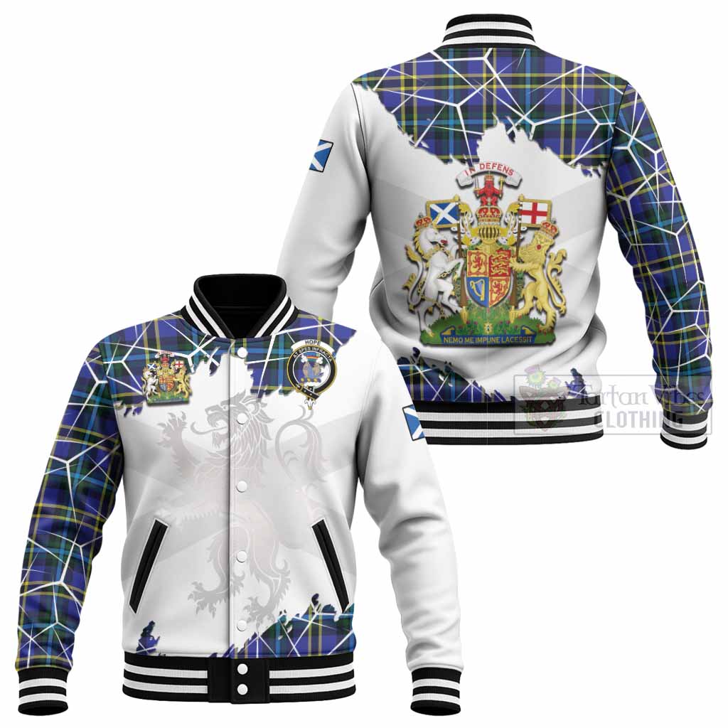 Hope Tartan Baseball Jacket with Family Crest and Lion Rampant Grunge Style