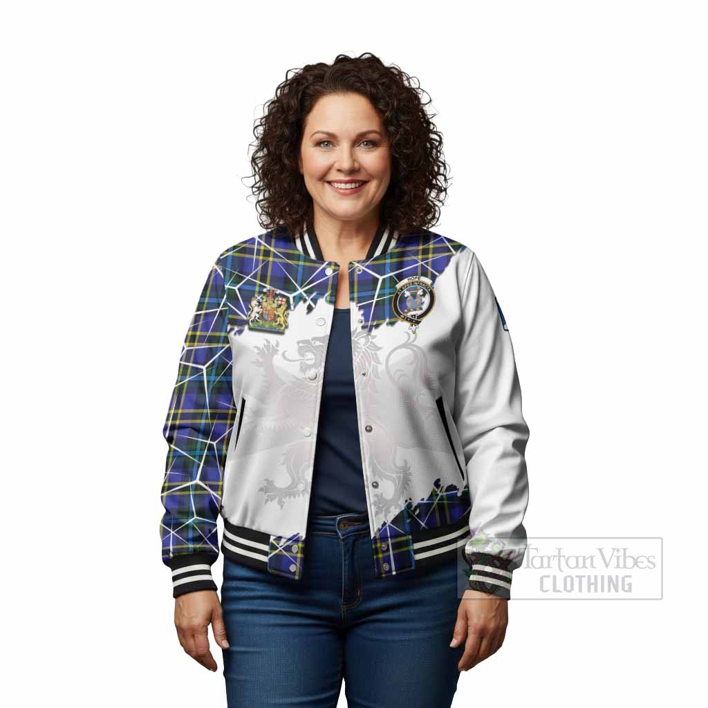 Hope Tartan Baseball Jacket with Family Crest and Lion Rampant Grunge Style