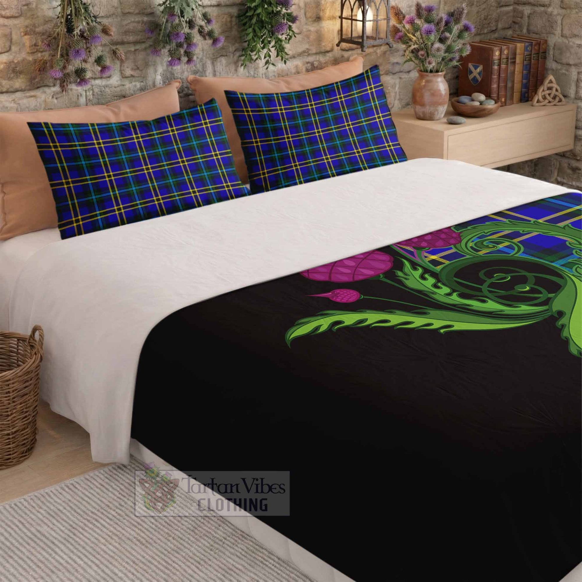 Hope Tartan Bedding Set Traditional Scottish Thistle - Tartan Vibes Clothing