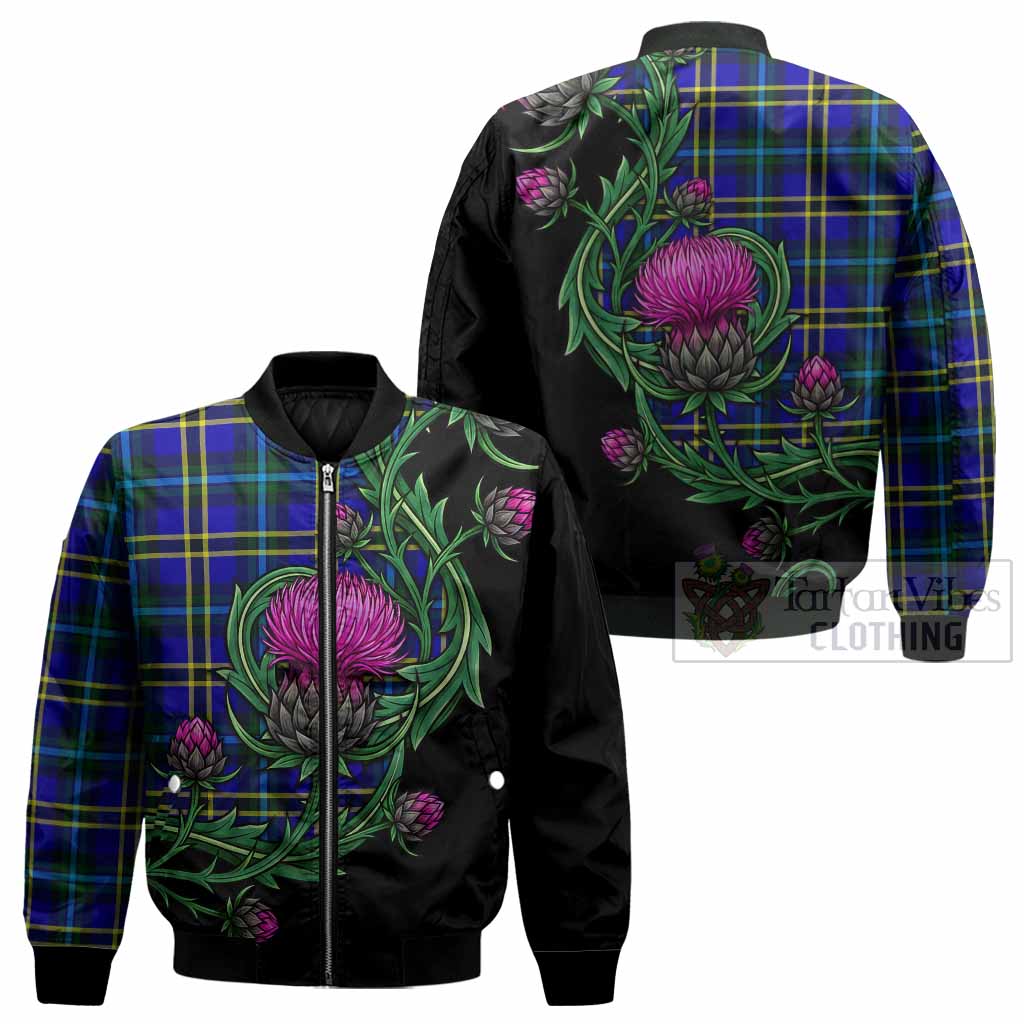 Hope Tartan Bomber Jacket Resilient Scottish Thistle - Tartan Vibes Clothing