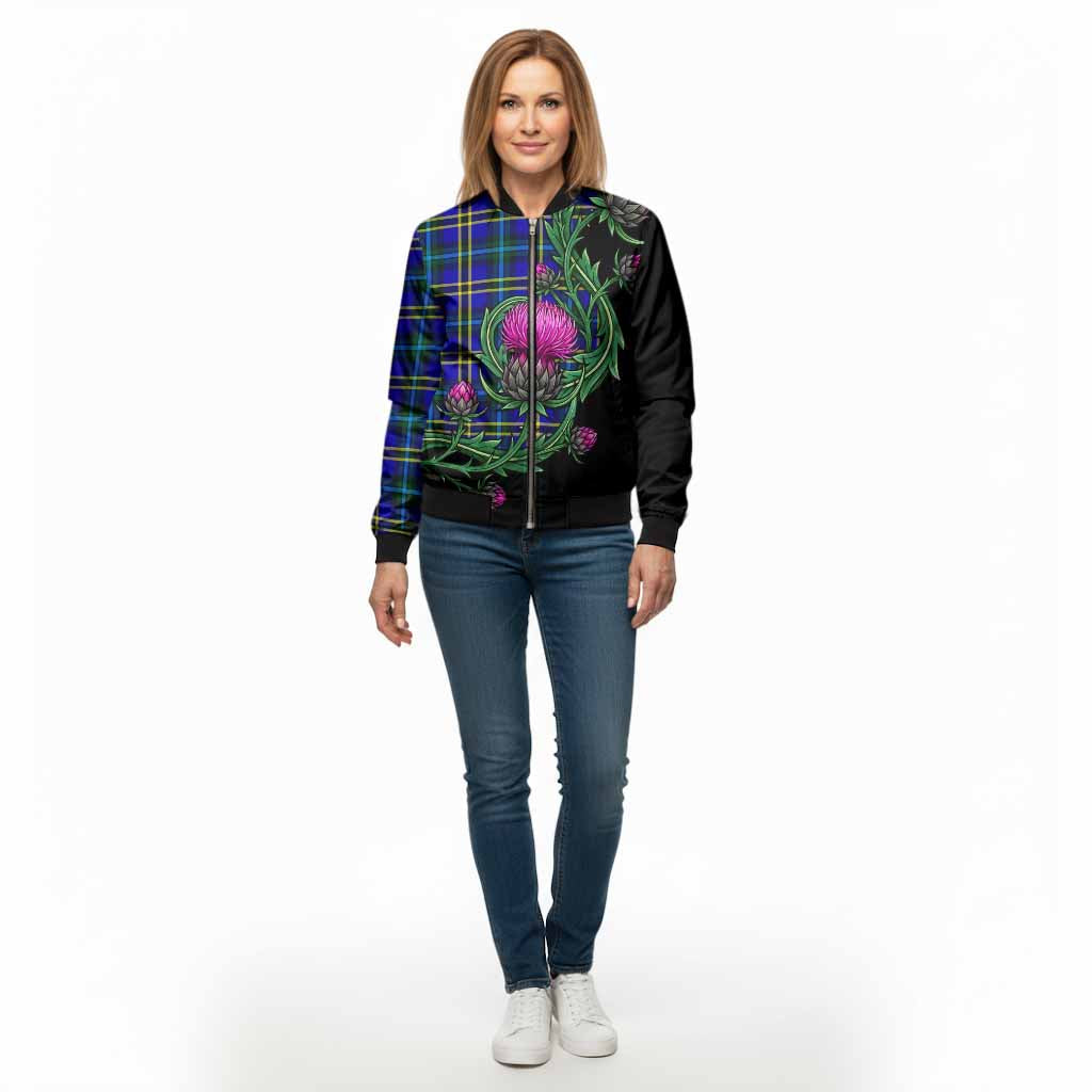 Hope Tartan Bomber Jacket Resilient Scottish Thistle - Tartan Vibes Clothing