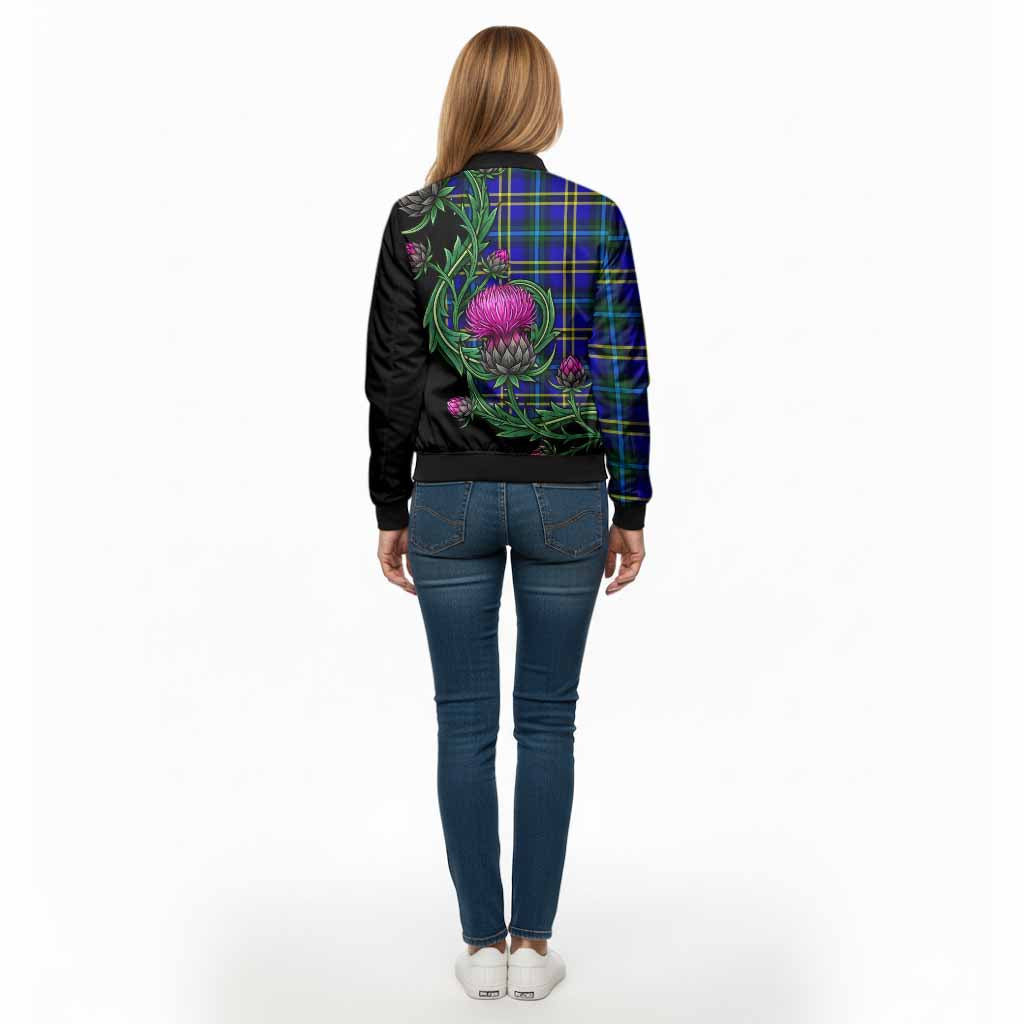 Hope Tartan Bomber Jacket Resilient Scottish Thistle - Tartan Vibes Clothing