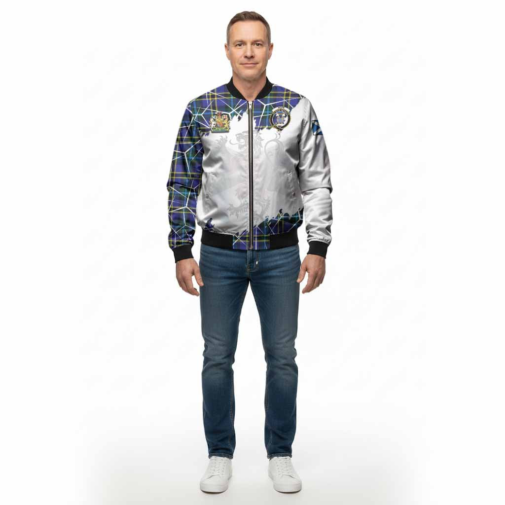 Hope Tartan Bomber Jacket with Family Crest and Lion Rampant Grunge Style