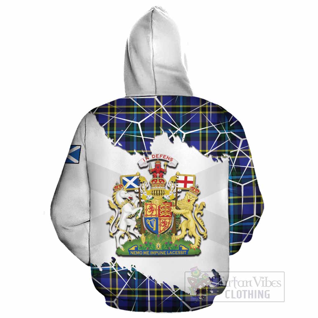 Hope Tartan Cotton Hoodie with Family Crest and Lion Rampant Grunge Style