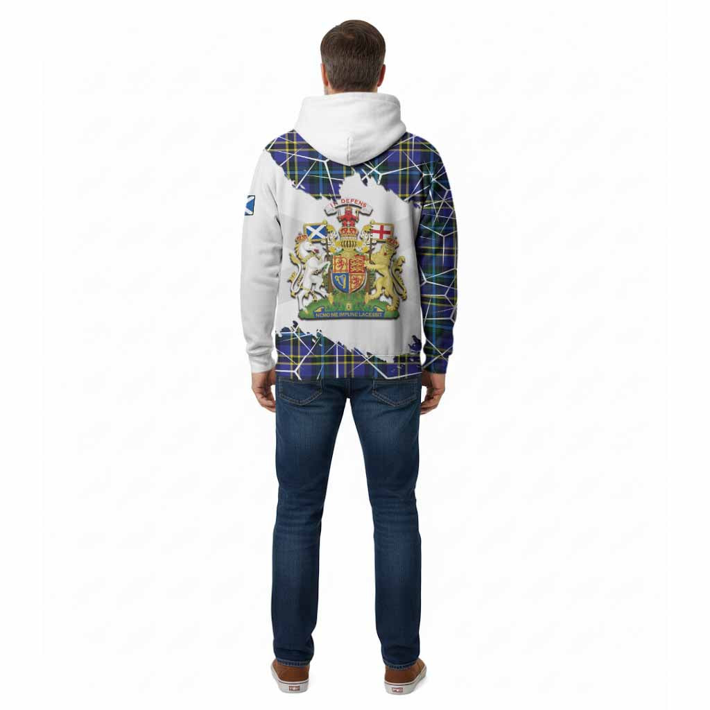 Hope Tartan Cotton Hoodie with Family Crest and Lion Rampant Grunge Style