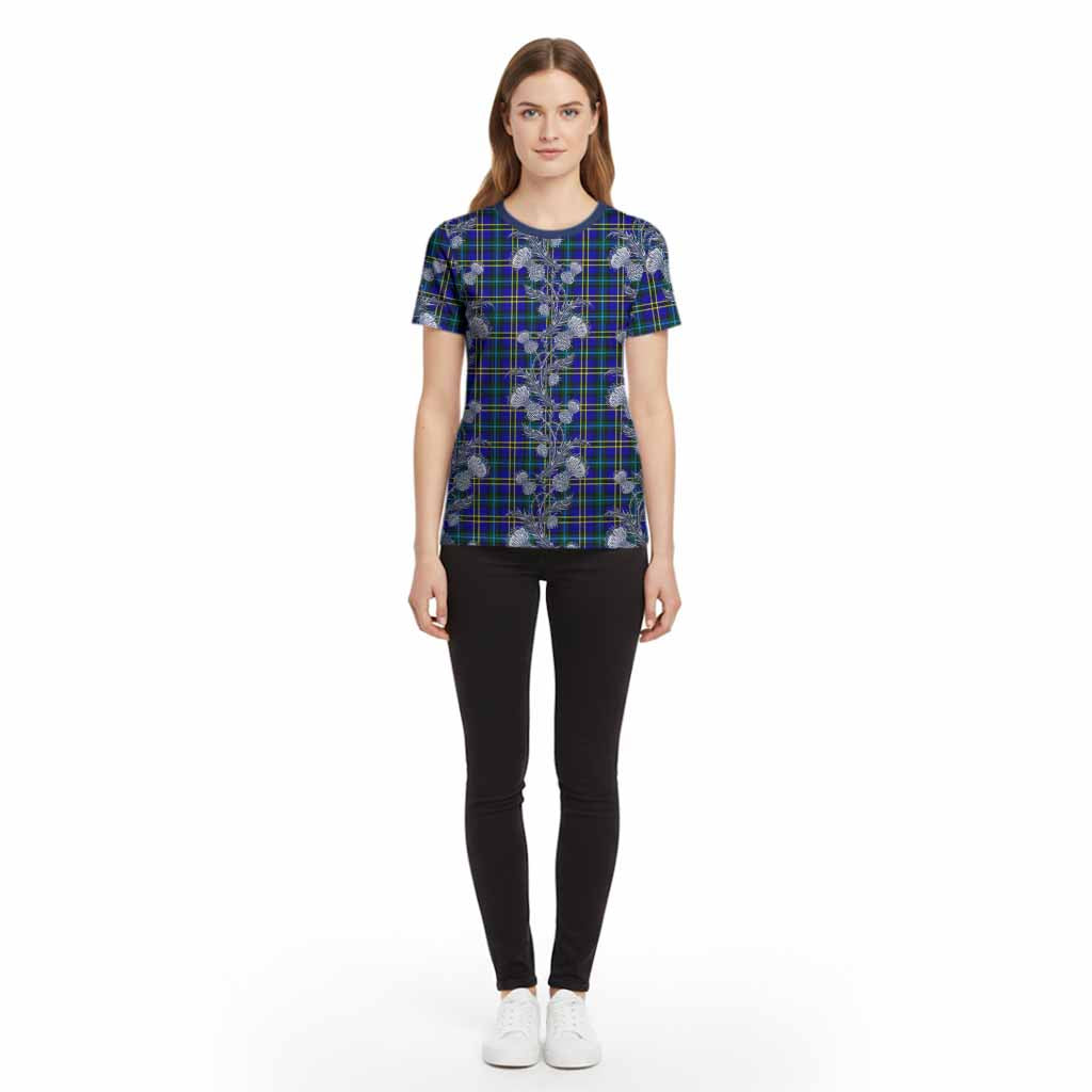 Hope Tartan Cotton T-shirt Seamless Scottish Thistle Flowers