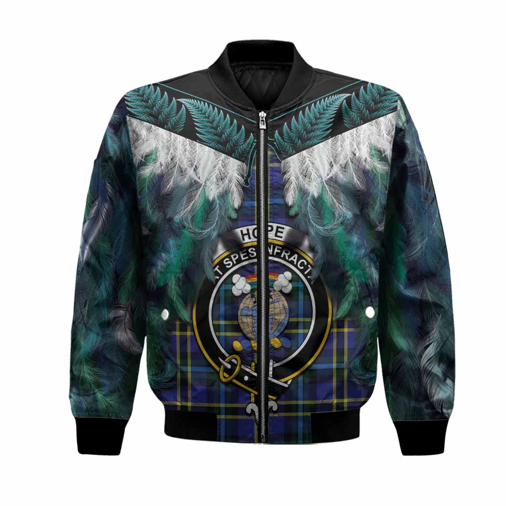 Hope Tartan Crest Bomber Jacket New Zealand Maori Korowai Cloak