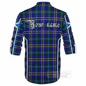 Hope Tartan Crest Ghillie Kilt Shirt Scotland Coat of Arm Flag Style