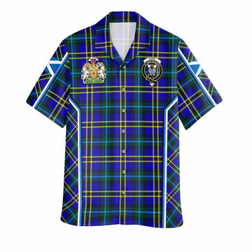 Hope Tartan Crest Hawaiian Shirt Scotland Coat of Arm Flag Style