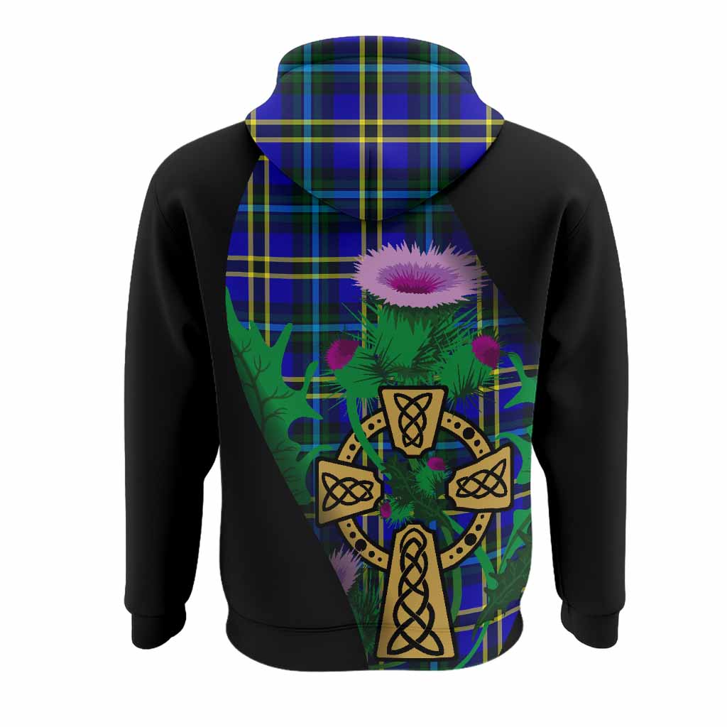 Hope Tartan Crest Hoodie Celtic Cross Thistle Flowers