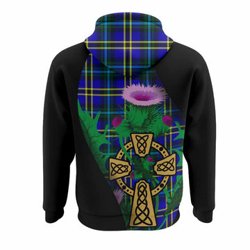 Hope Tartan Crest Hoodie Celtic Cross Thistle Flowers