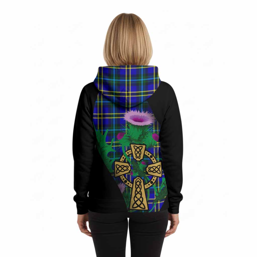 Hope Tartan Crest Hoodie Celtic Cross Thistle Flowers