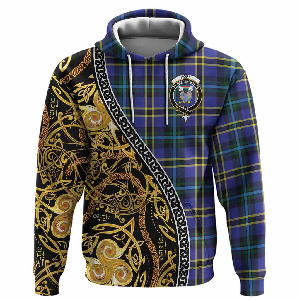 Hope Tartan Crest Hoodie Celtic Knot and Triple Trickle Spiral Symbols