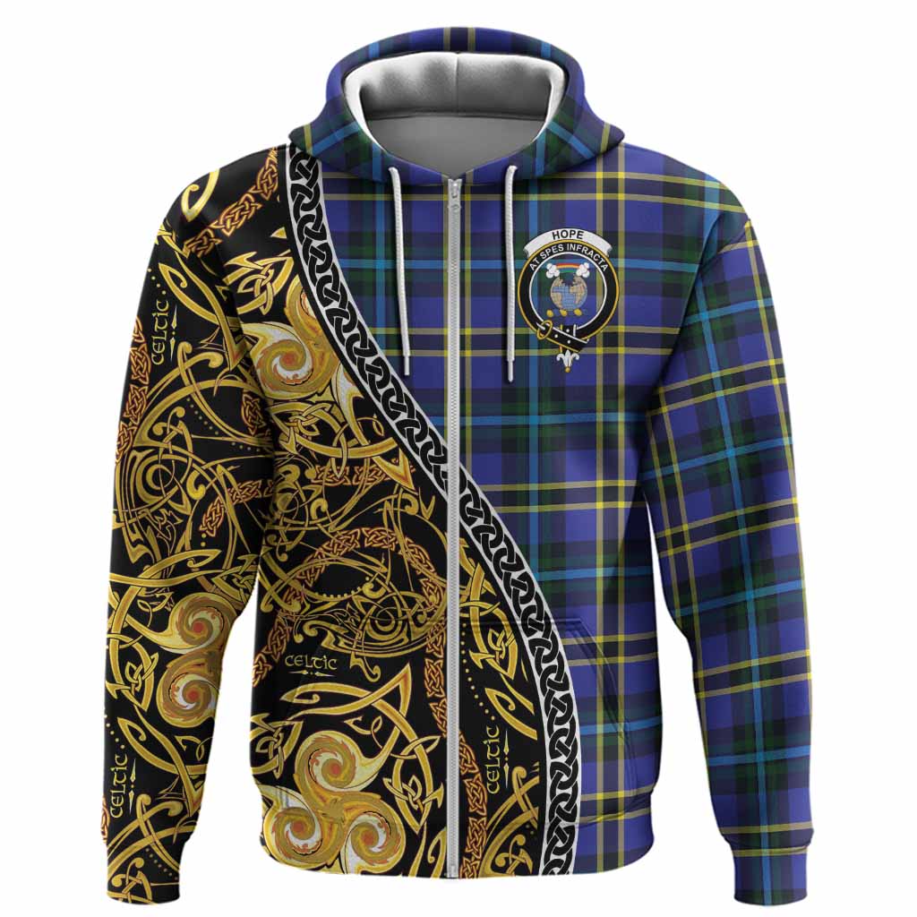 Hope Tartan Crest Hoodie Celtic Knot and Triple Trickle Spiral Symbols
