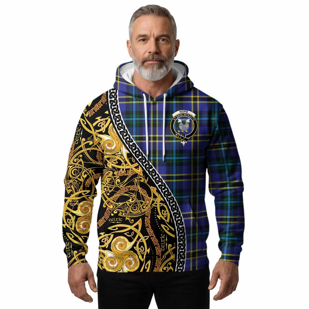 Hope Tartan Crest Hoodie Celtic Knot and Triple Trickle Spiral Symbols