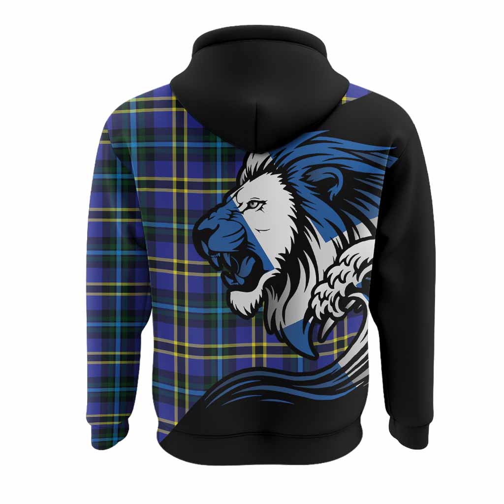 Hope Tartan Crest Hoodie Scottish Golden Lions Wave Flow