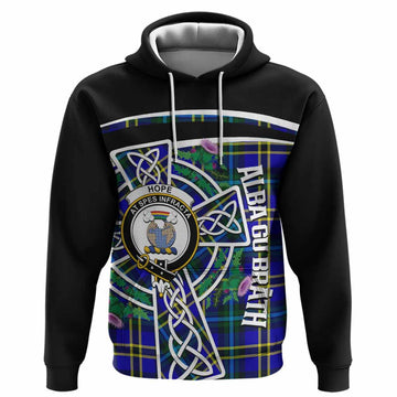 Hope Tartan Crest Hoodie Scottish Thistle Celtic Cross Alba Gu Brath