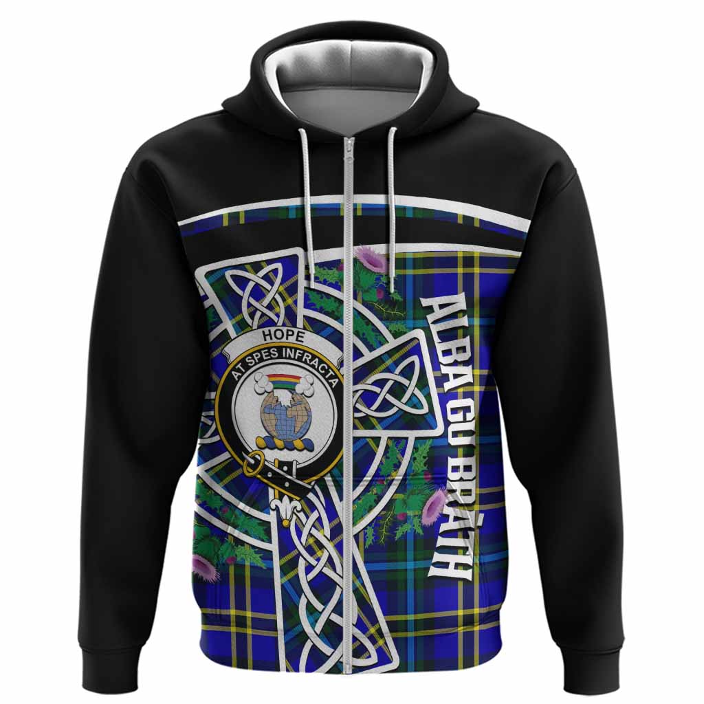 Hope Tartan Crest Hoodie Scottish Thistle Celtic Cross Alba Gu Brath