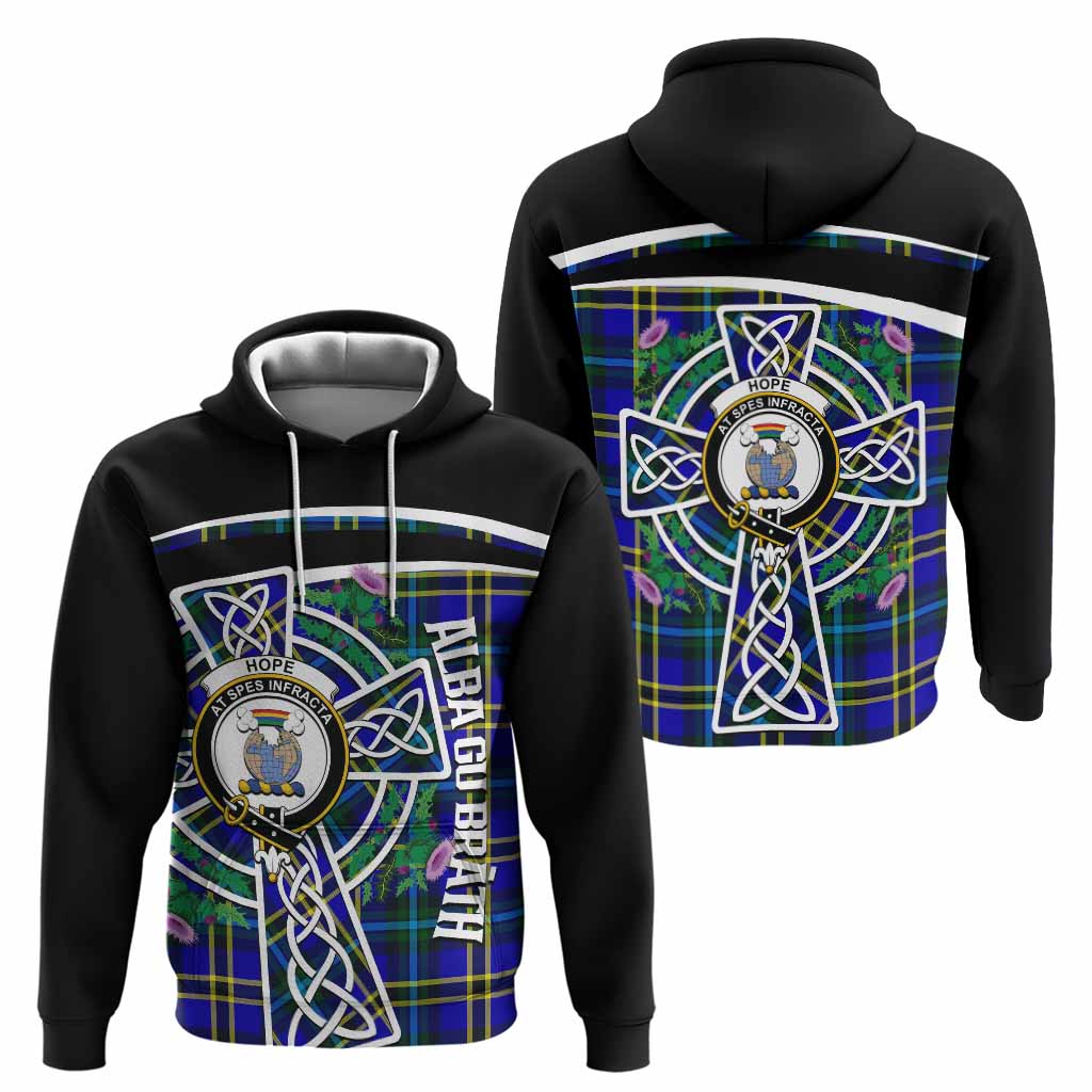 Hope Tartan Crest Hoodie Scottish Thistle Celtic Cross Alba Gu Brath