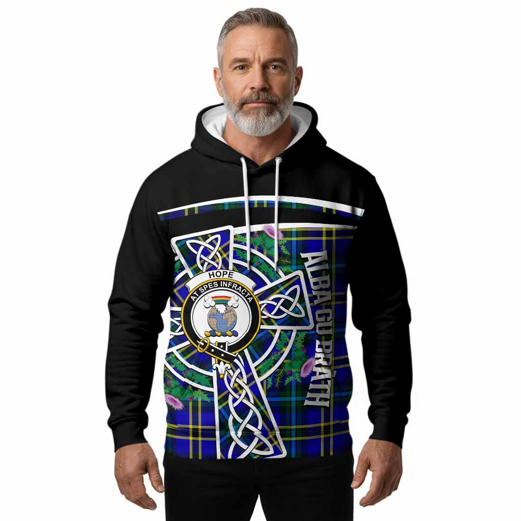 Hope Tartan Crest Hoodie Scottish Thistle Celtic Cross Alba Gu Brath