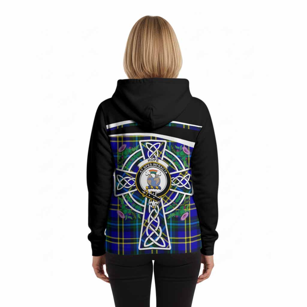 Hope Tartan Crest Hoodie Scottish Thistle Celtic Cross Alba Gu Brath