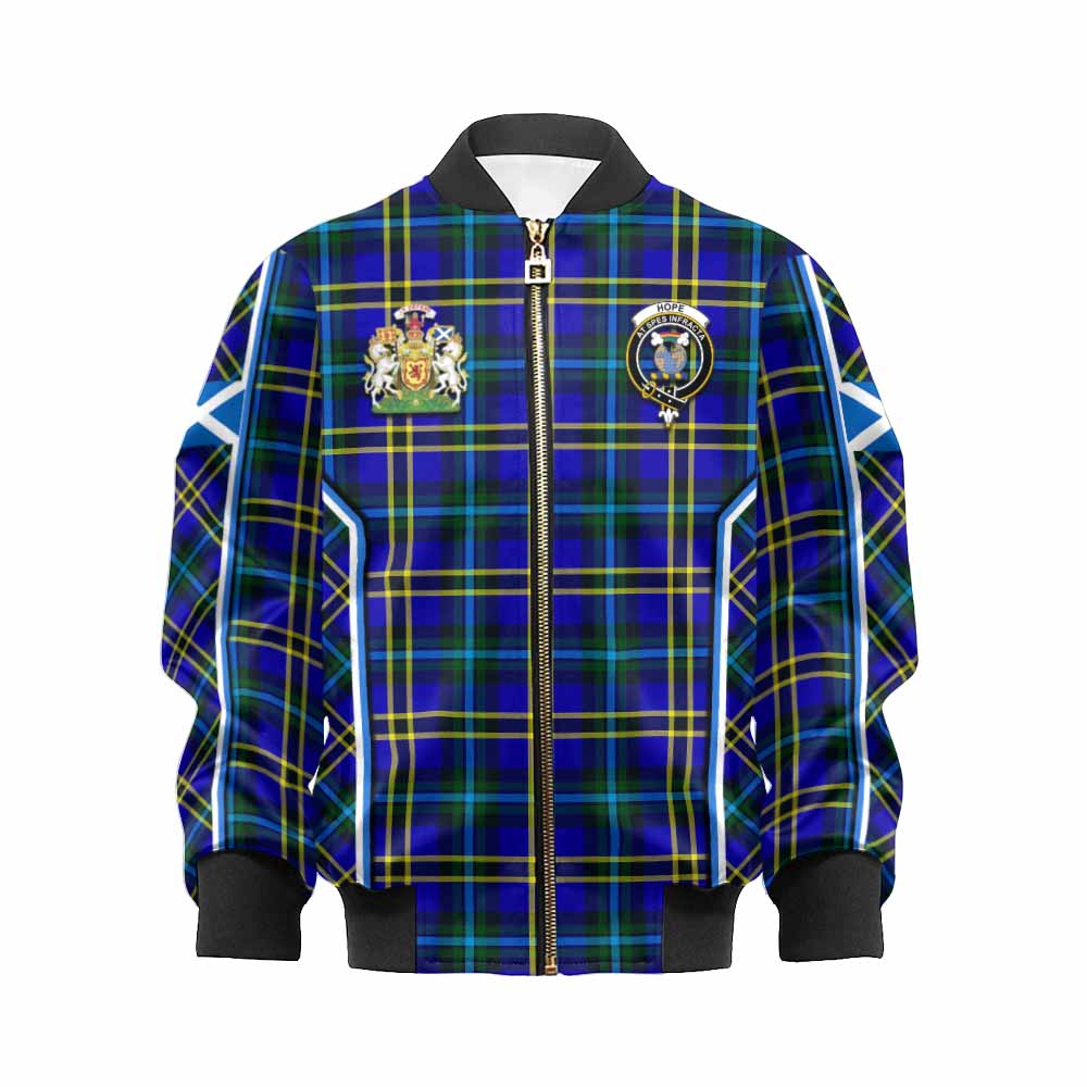 Hope Tartan Crest Kid Bomber Jacket Scotland Coat of Arm Flag Style - Tartan Vibes Clothing