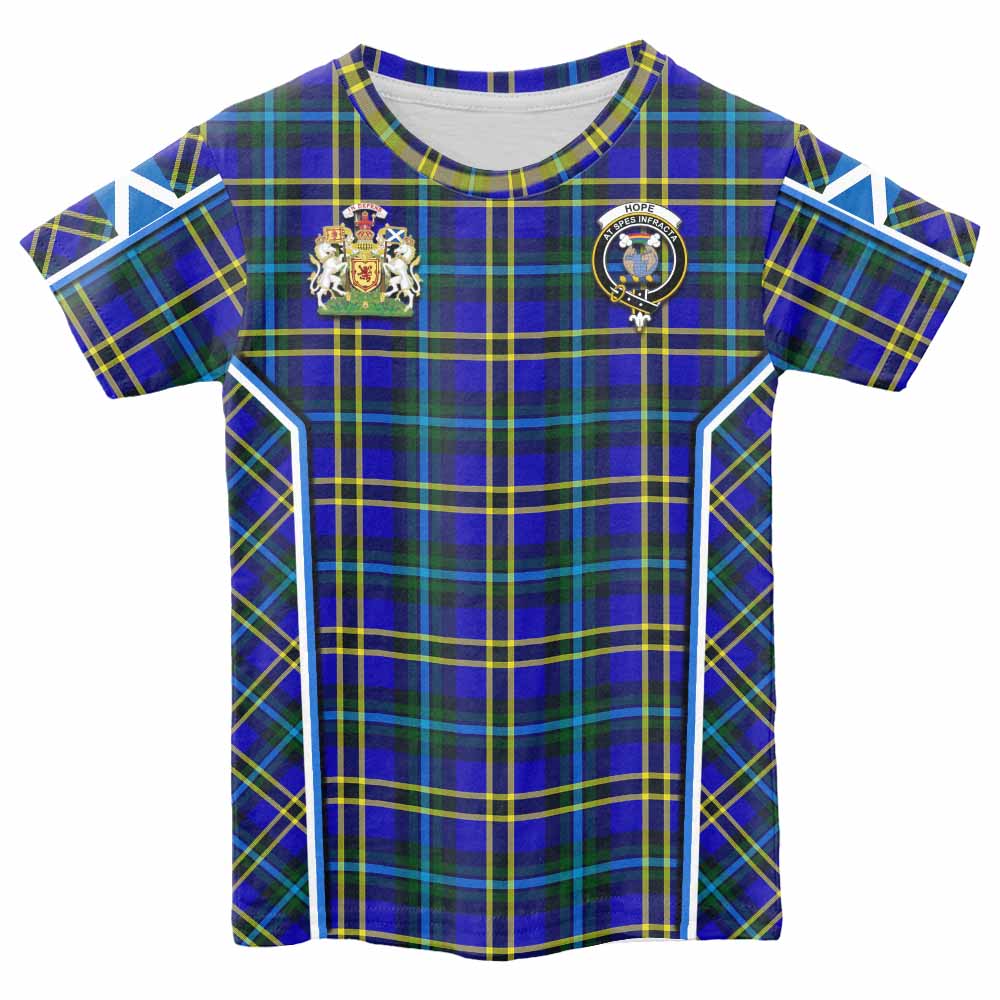 Hope Tartan Crest Kid T-shirt Scotland Coat of Arm Flag Style - Tartan Vibes Clothing