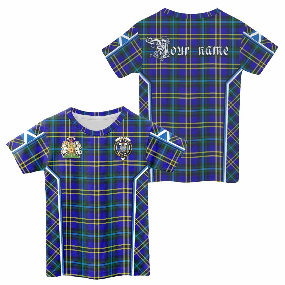 Hope Tartan Crest Kid T-shirt Scotland Coat of Arm Flag Style - Tartan Vibes Clothing