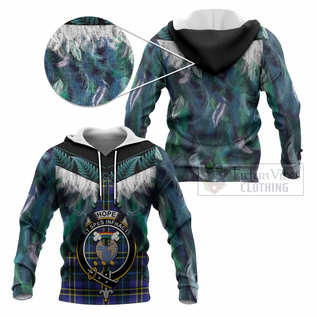 Hope Tartan Crest Knitted Hoodie New Zealand Maori Korowai Cloak