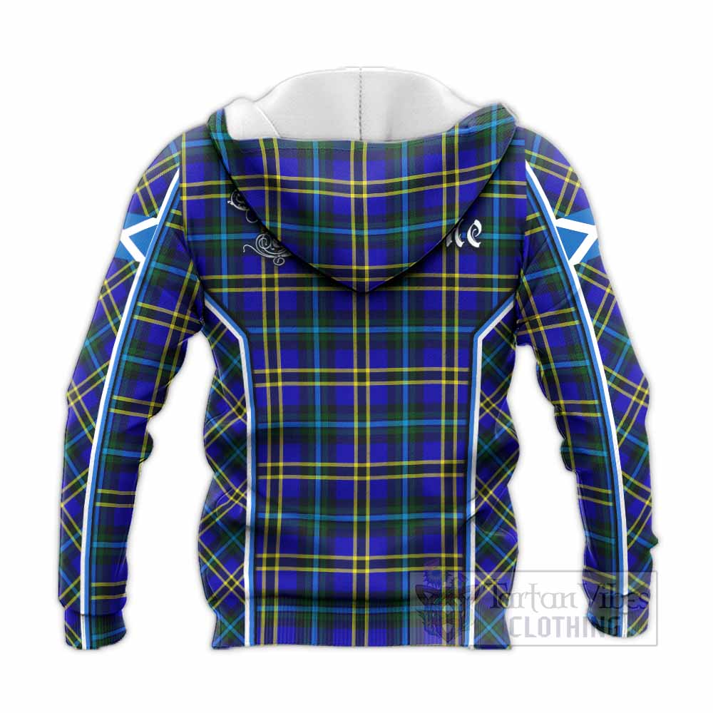 Hope Tartan Crest Knitted Hoodie Scotland Coat of Arm Flag Style - Tartan Vibes Clothing