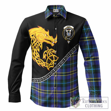 Hope Tartan Crest Long Sleeve Button Shirts Legendary Dragon Knot Half Style