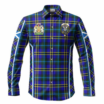 Hope Tartan Crest Long Sleeve Button Shirts Scotland Coat of Arm Flag Style
