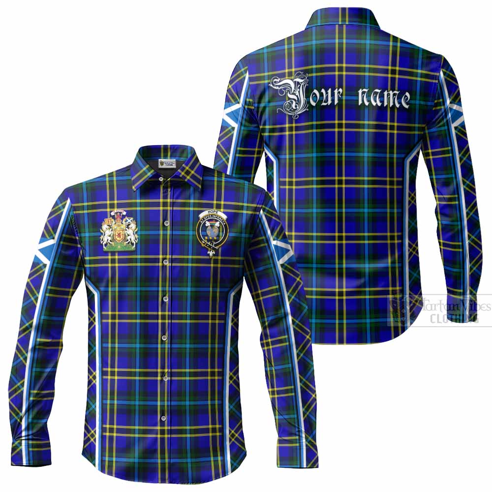Hope Tartan Crest Long Sleeve Button Shirts Scotland Coat of Arm Flag Style - Tartan Vibes Clothing