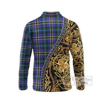 Hope Tartan Crest Long Sleeve Polo Shirt Celtic Knot and Triple Trickle Spiral Symbols