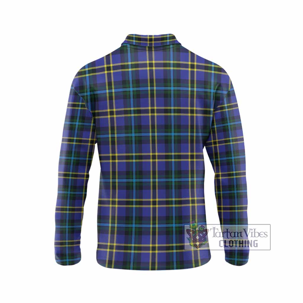 Hope Tartan Crest Long Sleeve Polo Shirt Ferocious Lion Style