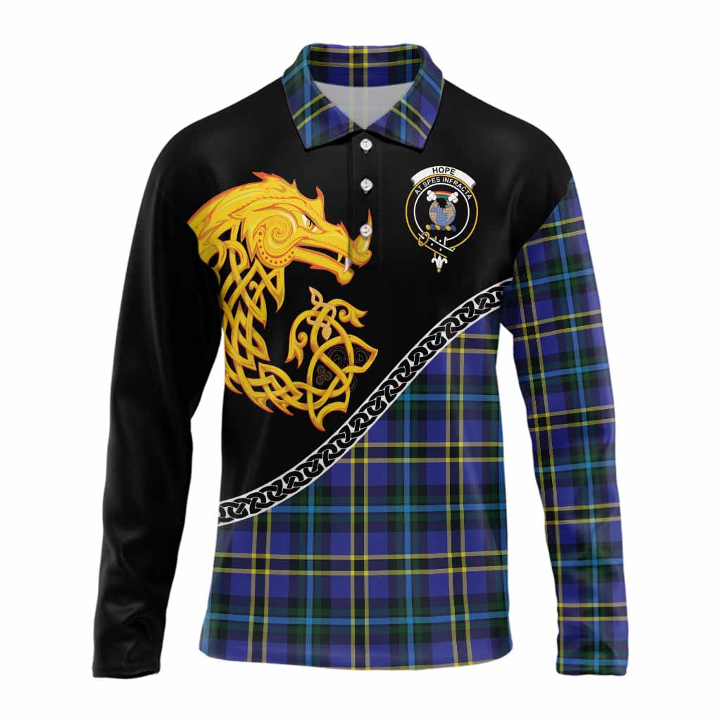 Hope Tartan Crest Long Sleeve Polo Shirt Legendary Dragon Knot Half Style