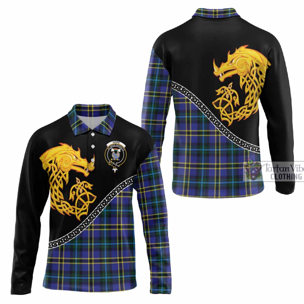 Hope Tartan Crest Long Sleeve Polo Shirt Legendary Dragon Knot Half Style