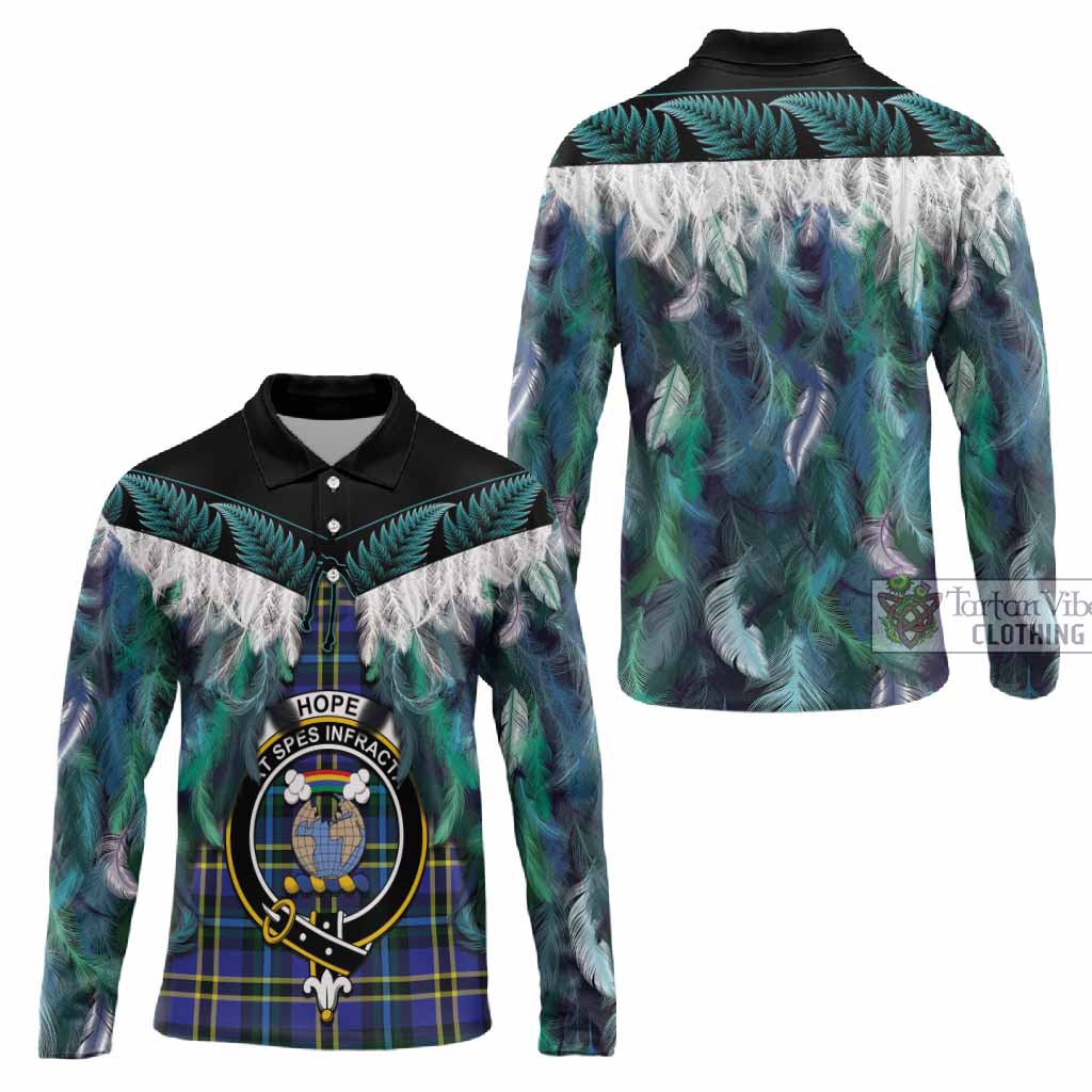 Hope Tartan Crest Long Sleeve Polo Shirt New Zealand Maori Korowai Cloak