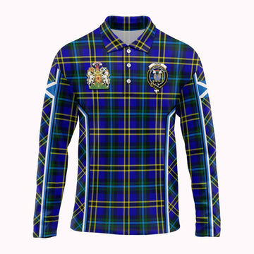 Hope Tartan Crest Long Sleeve Polo Shirt Scotland Coat of Arm Flag Style - Tartan Vibes Clothing