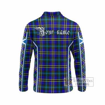 Hope Tartan Crest Long Sleeve Polo Shirt Scotland Coat of Arm Flag Style - Tartan Vibes Clothing