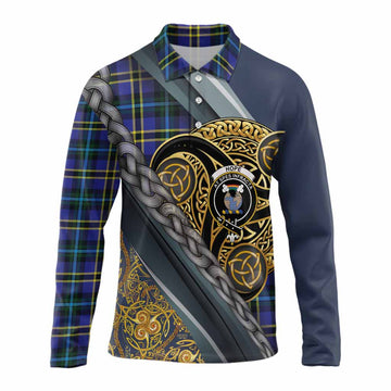 Hope Tartan Crest Long Sleeve Polo Shirt Scottish Triskele Celtic